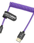Alvin's Cables 8K 2.1 Micro HDMI to HDMI Coiled Cable for Atomos Ninja V, 8K@60Hz 4K@60Hz High-Speed HDMI Cable for Sony A7RIII A7II A7M3, for Canon R5 M6, for FUJIFILM X-T4 X-T3, Braided Purple