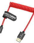 Alvin's Cables 8K 2.1 Micro HDMI to HDMI Coiled Cable for Atomos Ninja V, 8K@60Hz 4K@60Hz High-Speed HDMI Cable for Sony A7RIII A7II A7M3, for Canon R5 M6, for FUJIFILM X-T4 X-T3, Braided Red