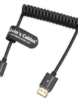 Alvin's Cables 8K 2.1 Micro HDMI to HDMI Coiled Cable for Atomos Ninja V, 8K@60Hz 4K@60Hz High-Speed HDMI Cable for Sony A7RIII A7II A7M3, for FUJIFILM X-T4 X-T3, Braided Black