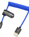 Alvin's Cables 8K 2.1 Micro HDMI to HDMI Coiled Cable for Atomos Ninja V, 8K@60Hz 4K@60Hz High-Speed HDMI Cable for Sony A7RIII A7II A7M3, for Canon R5 M6, for FUJIFILM X-T4 X-T3, Braided Blue