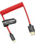 Alvin's Cables 8K 2.1 Micro HDMI to HDMI Coiled Cable for Atomos Ninja V, 8K@60Hz 4K@60Hz High-Speed HDMI Cable for Sony A7RIII A7II A7M3, for Canon R5 M6, for FUJIFILM X-T4 X-T3, Braided Red