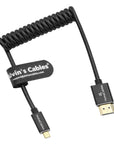 Alvin's Cables 8K 2.1 Micro HDMI to HDMI Coiled Cable for Atomos Ninja V, 8K@60Hz 4K@60Hz High-Speed HDMI Cable for Sony A7RIII A7II A7M3, for FUJIFILM X-T4 X-T3, Braided Black