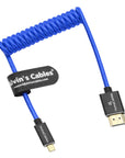 Alvin's Cables 8K 2.1 Micro HDMI to HDMI Coiled Cable for Atomos Ninja V, 8K@60Hz 4K@60Hz High-Speed HDMI Cable for Sony A7RIII A7II A7M3, for Canon R5 M6, for FUJIFILM X-T4 X-T3, Braided Blue