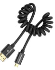 Alvin's Cables 8K 2.1 Micro HDMI to HDMI Coiled Cable for Atomos Ninja V, 8K@60Hz 4K@60Hz High-Speed HDMI Cable for Sony A7RIII A7II A7M3, for FUJIFILM X-T4 X-T3, Braided Black