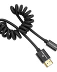 Alvin's Cables 8K 2.1 Micro HDMI to HDMI Coiled Cable for Atomos Ninja V, 8K@60Hz 4K@60Hz High-Speed HDMI Cable for Sony A7RIII A7II A7M3, for FUJIFILM X-T4 X-T3, Braided Black