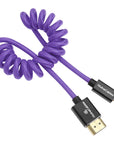 Alvin's Cables 8K 2.1 Micro HDMI to HDMI Coiled Cable for Atomos Ninja V, 8K@60Hz 4K@60Hz High-Speed HDMI Cable for Sony A7RIII A7II A7M3, for Canon R5 M6, for FUJIFILM X-T4 X-T3, Braided Purple