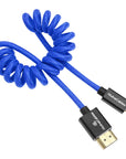 Alvin's Cables 8K 2.1 Micro HDMI to HDMI Coiled Cable for Atomos Ninja V, 8K@60Hz 4K@60Hz High-Speed HDMI Cable for Sony A7RIII A7II A7M3, for Canon R5 M6, for FUJIFILM X-T4 X-T3, Braided Blue