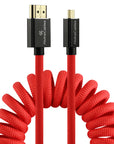 Alvin's Cables 8K 2.1 Micro-HDMI to Full HDMI Braided Cable, D to A Coiled HDMI for Atomos-Ninja-V for Canon-R5C R5 R6, for Sony A7RIII A7II A7M3 A7R IV A6500, for FUJIFILM X-T4 X-T3(18 to 28 Inch)