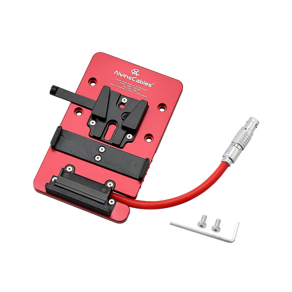 HangTon V-Mount V-Lock - Piastra di alimentazione per fotocamera DJI Ronin 4D, connettore femmina a 6 pin, 10 cm HangTon V-Mount V-Lock - Piastra di alimentazione per fotocamera DJI Ronin 4D, connettore femmina a 6 pin, 10 cm