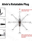 Alvin's Cables for Red-Komodo Rotatable Flexible Power-Cable 2-Pin Female to Adjustable Right-Angle 2-Pin Male Cord