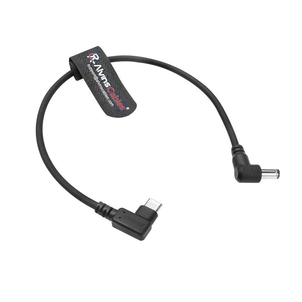 Alvin's Cables Right Angle USB-C Type-C PD to DC Power Cable PD Charging Cable for Blackmagic Video Assist Monitor 30CM/11.8 inches