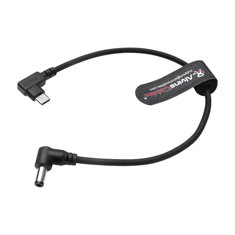 Alvin's Cables Right Angle USB-C Type-C PD to DC Power Cable PD Charging Cable for Blackmagic Video Assist Monitor 30CM/11.8 inches