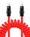 Alvin's Cables USB-C Cable, Personalized PD Fast Charging Cord with Data Transfer for iPhone, iPad, Android, Laser Engraving Custom Text,Logo Ultra-Soft Coiled Cable, Black/Red