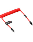 Alvin's Cables USB-C Cable, Personalized PD Fast Charging Cord with Data Transfer for iPhone, iPad, Android, Laser Engraving Custom Text,Logo Ultra-Soft Coiled Cable, Black/Red