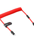 Alvin's Cables USB-C Cable, Personalized PD Fast Charging Cord with Data Transfer for iPhone, iPad, Android, Laser Engraving Custom Text,Logo Ultra-Soft Coiled Cable, Black/Red