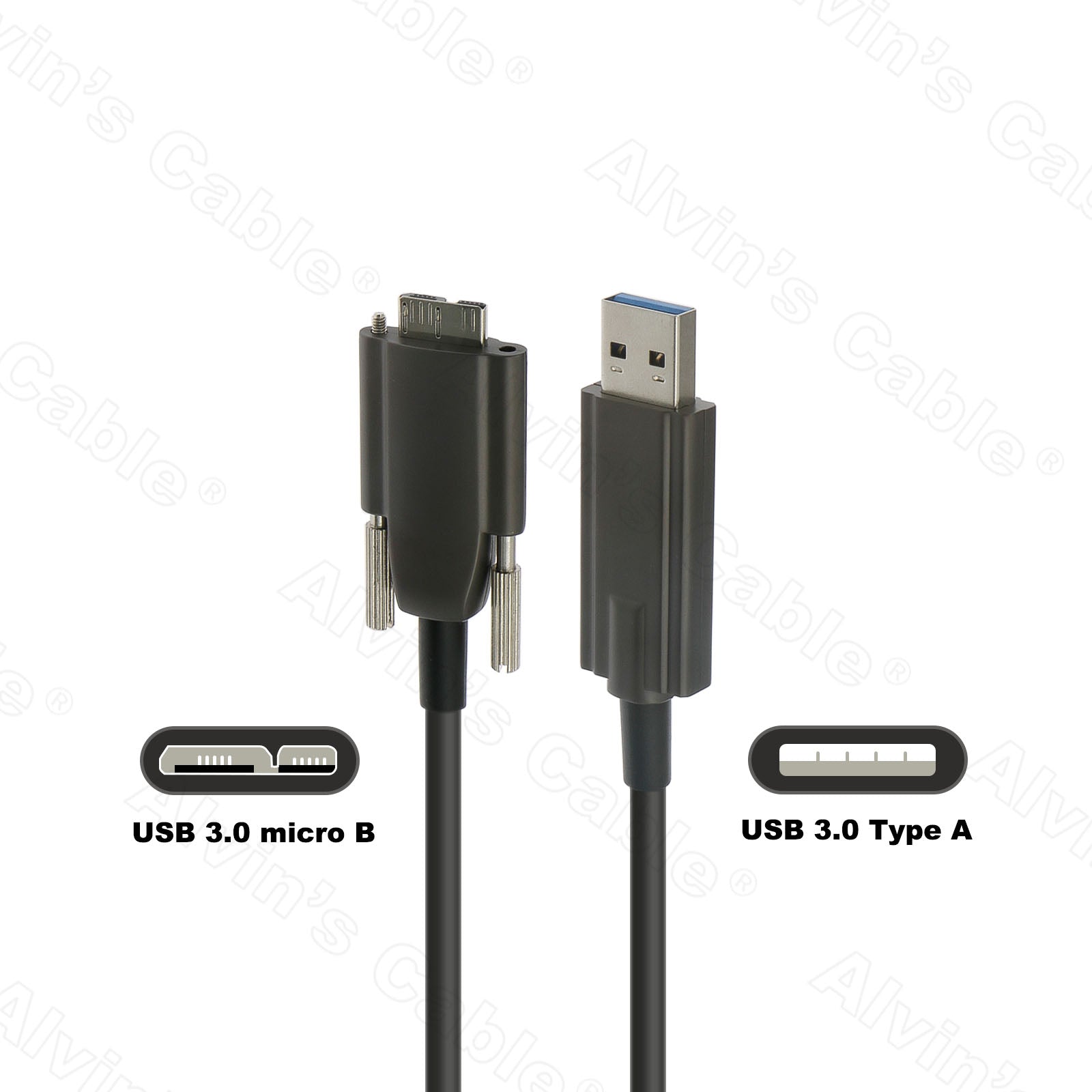Alvin’s Cables USB 3.0 to Micro-B Fiber-Optics Data-Cable for Basler ACE Camera Micro-B Locking-Screws to Type-A Shielded-Cable for Industrial Camera 10M|32.8ft