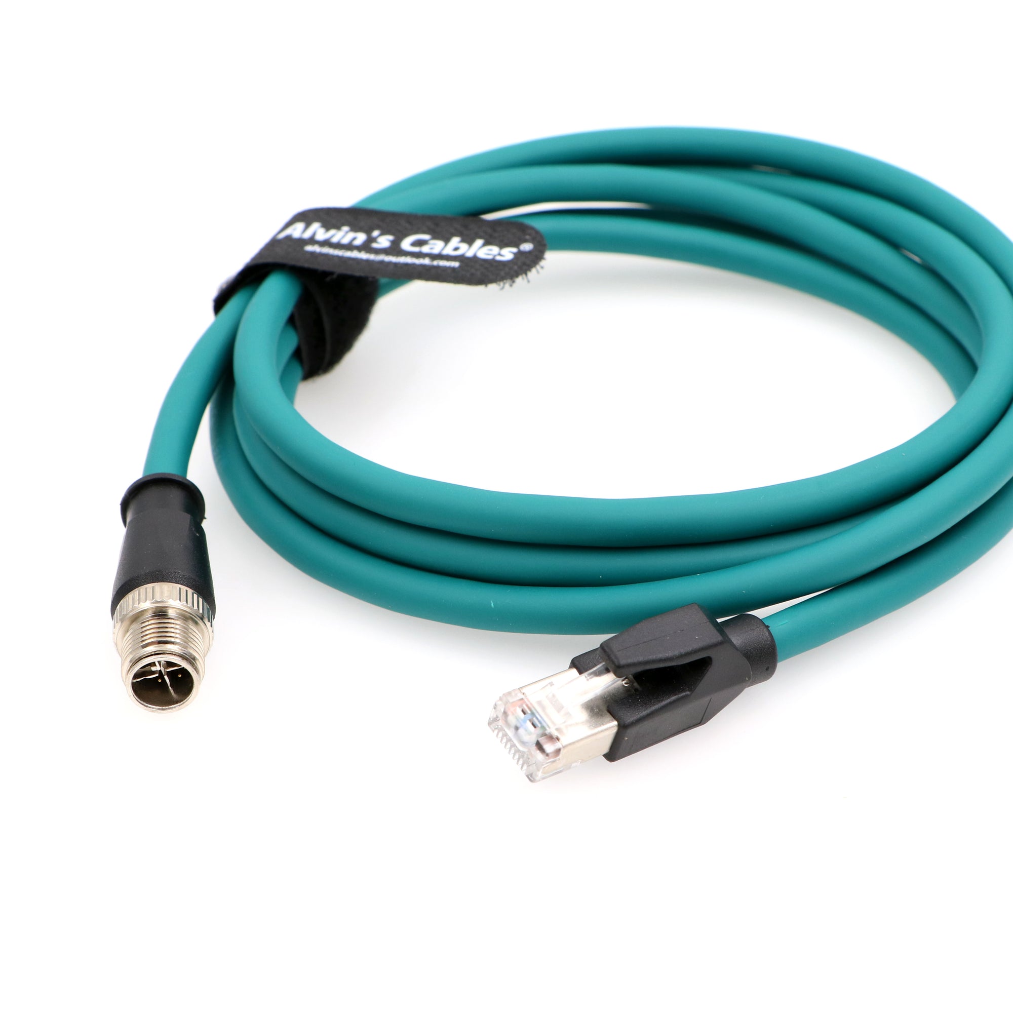 Alvin’s Cables M12 8 Pole X-Code Male to RJ45 Cat6a Ethernet Shielded Cable for Cognex Industrial Camera