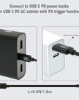 Alvin's Cables PD USB-C Type-C to DC 5.5 x 2.5mm 12V Power Cable for Blackmagic Video Assist| Atomos Shogun| SmallHD| Feelworld Monitor 5.9ft/1.8m