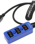 Alvin’s Cables D-tap Splitter P-Tap HUB Cable Dtap Male to Three Port D tap Female Splitter Cable with Screw Threads for ARRI RED Z CAM Cameras TILTA Steadicam IDX V-Mount Battery-Blue
