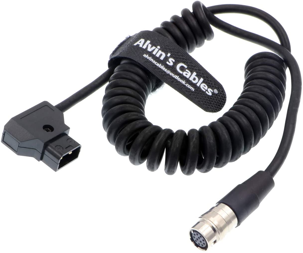 Alvin's Cables 12 Pin Hirose Power Cable for B4 2/3" Fujinon Canon Nikon Lens 12 Pin Female to D Tap Male Coiled Power Cord