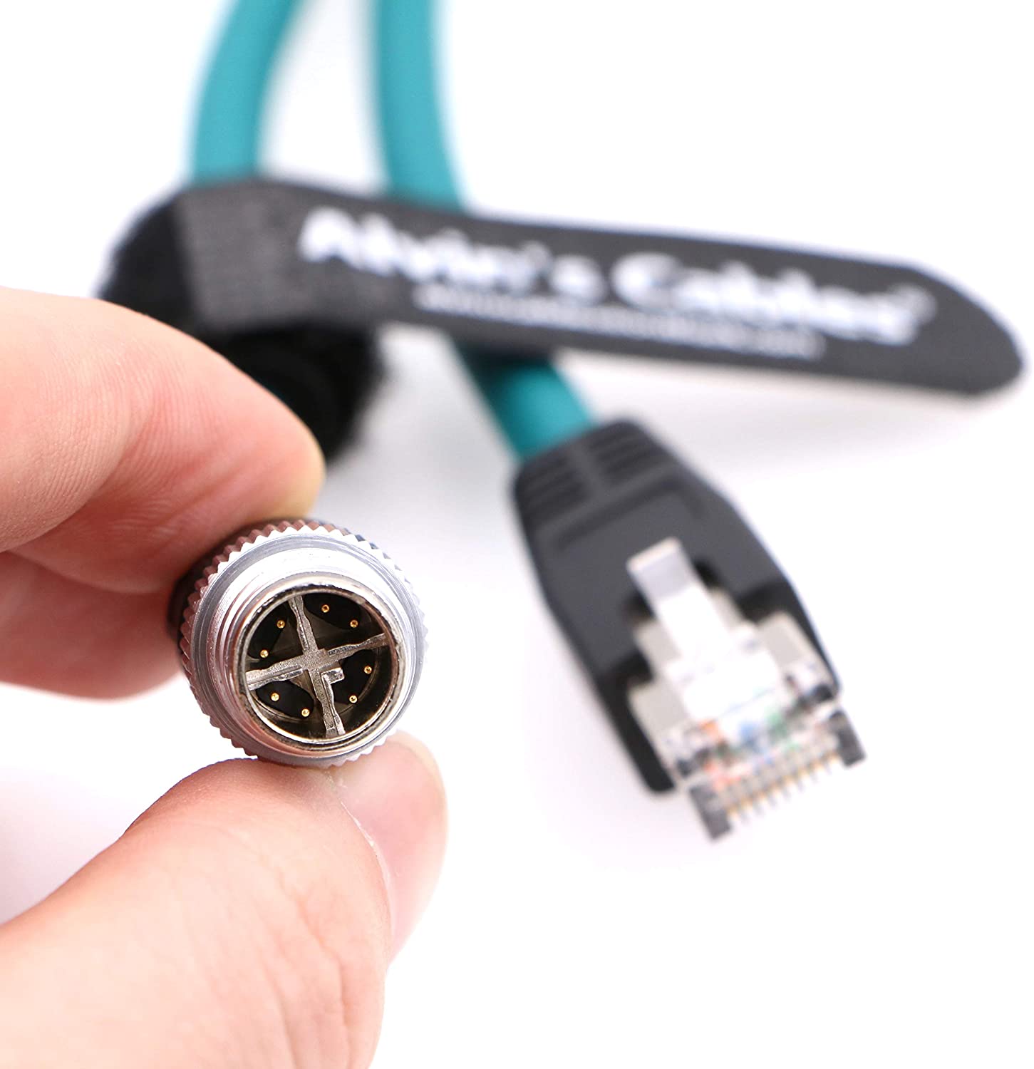 Alvin's Cables Ethernet Cable for Cognex in Sight 8200 8400 Series M12 8 Position X Code to RJ45 Shielded Cord for Industrial Camera P67 Waterproof
