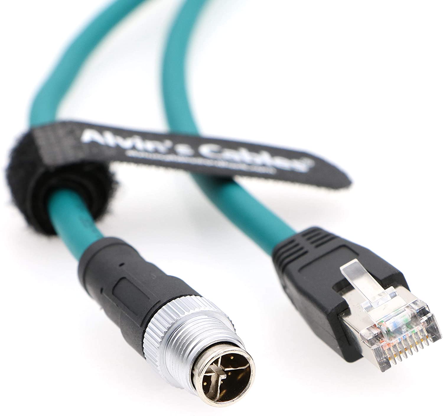 Alvin's Cables Ethernet Cable for Cognex in Sight 8200 8400 Series M12 8 Position X Code to RJ45 Shielded Cord for Industrial Camera P67 Waterproof