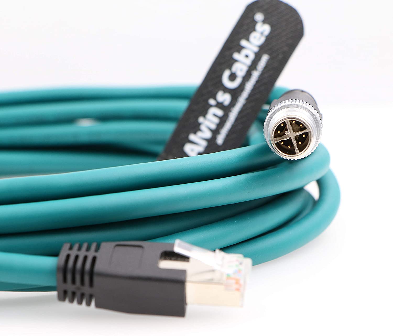 Alvin's Cables Ethernet Cable for Cognex in Sight 8200 8400 Series M12 8 Position X Code to RJ45 Shielded Cord for Industrial Camera P67 Waterproof