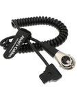 Alvin's Cables XLR 4 Pin Female Right Angle to D Tap Coiled Power Cable for ARRI Alexa Camera Monitor