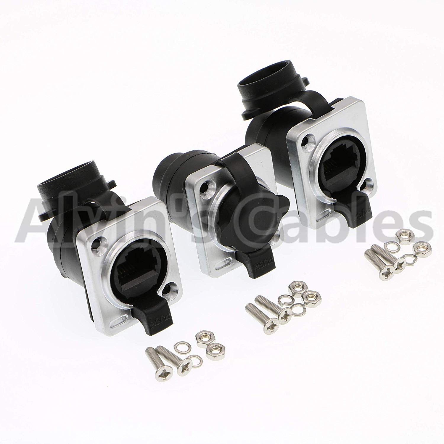 3-Pack RJ45 Waterproof Panel Mount Sockets – IP65 Ethernet Cat6 Connectors, Black