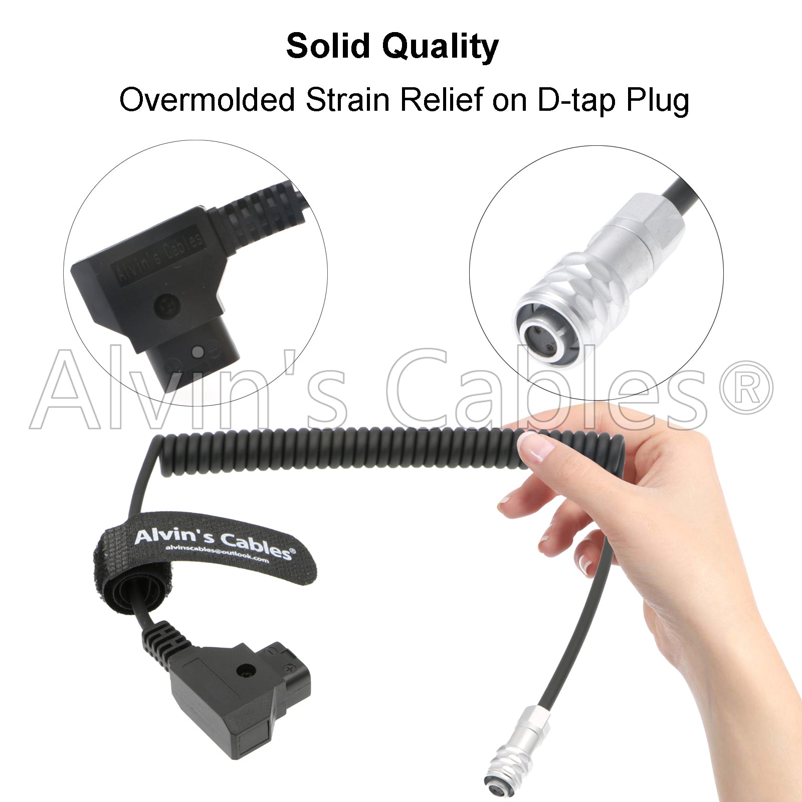 Alvin's Cables BMPCC 4K/6K to D Tap Coiled Power Cable for Blackmagic Pocket Cinema Camera 4K/6K Gold Mount V Mount Battery Weipu 2 Pin Female to P Tap