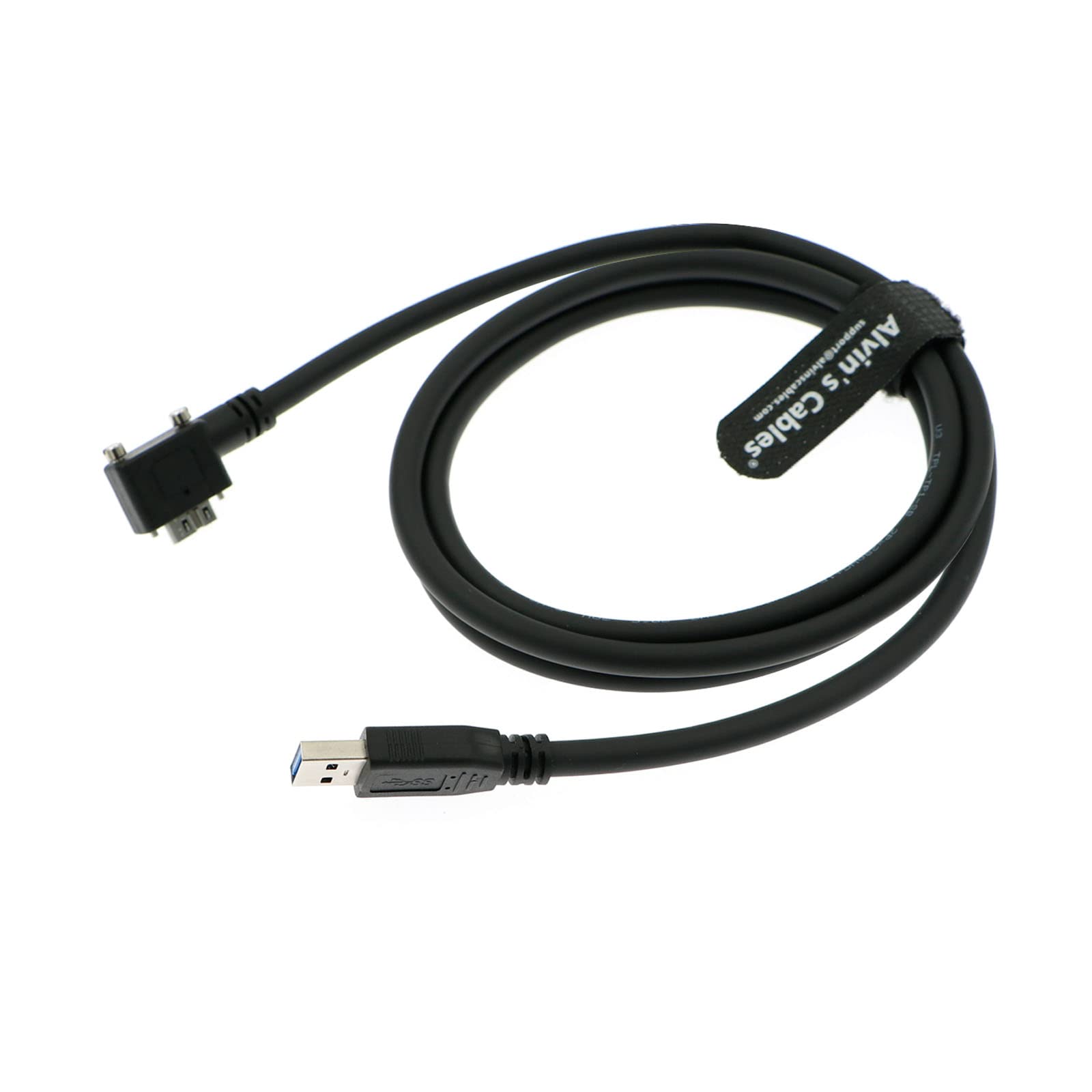 Alvin's Cables USB 3.0 Data-Cable USB-A to Micro-B Right Angle with Dual Locking-Screws High-Flex Cable Shielded-Cable for Industrial Camera Vision Camera 1.5M|4.9ft