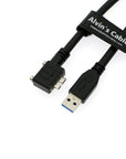 Alvin's Cables USB 3.0 Data-Cable USB-A to Micro-B Left Angle with Dual Locking-Screws High-Flex Cable Shielded-Cable for Industrial Camera Vision Camera 1.5M|4.9ft