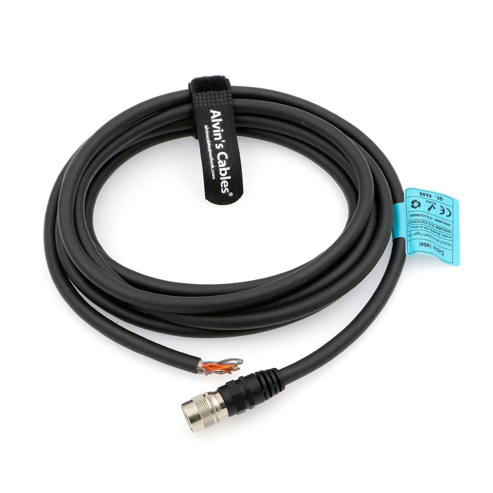 Alvin's Cables Hirose 12 Pin Female HR10A-10P-12S to Open End Shielded I/O Shielded Cable for Sony CCD| Basler Gige| AVT GIGE Industrial Camera 3M| 9.84ft