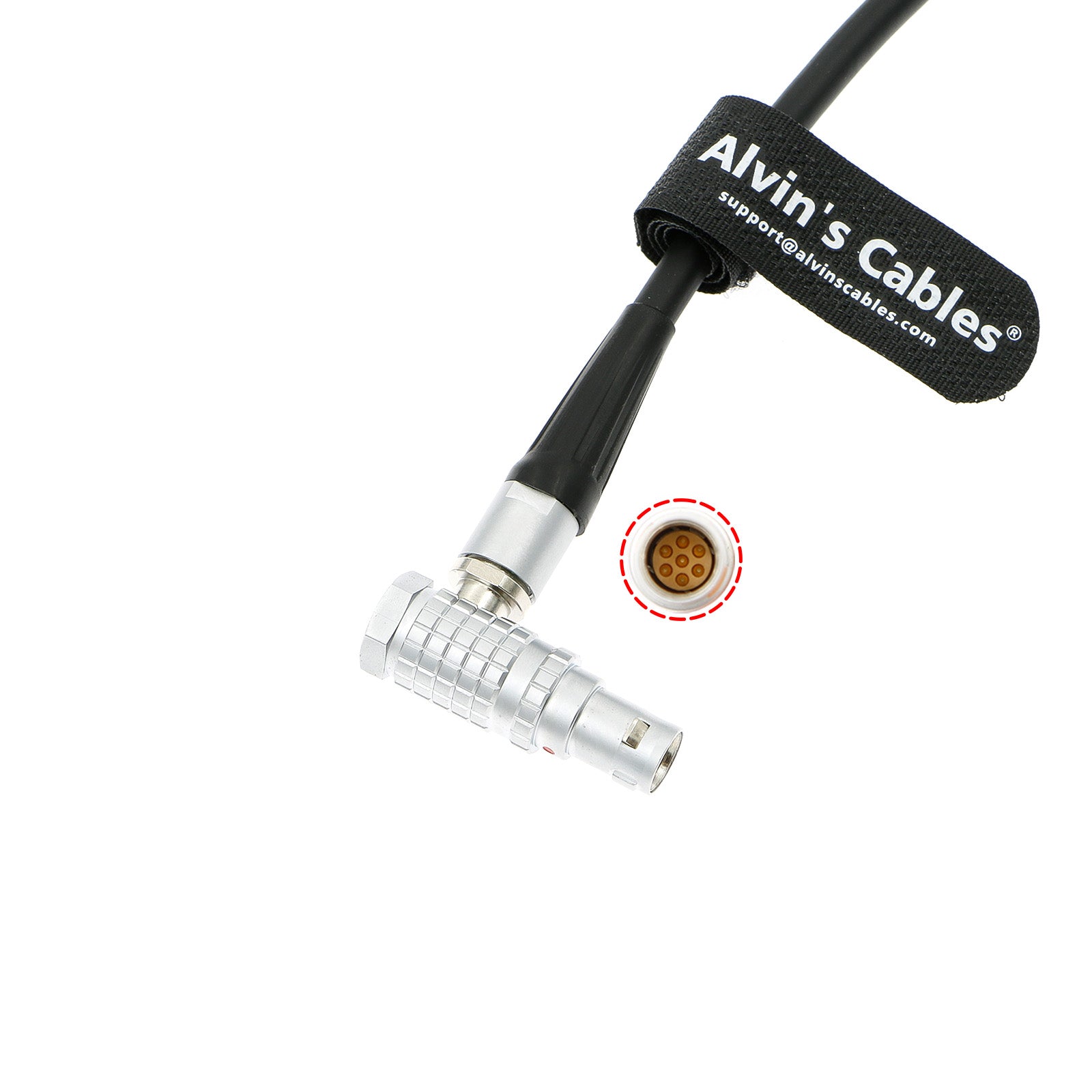 Alvin&#39;s Cables Power Cable for Tilta Nucleus-M Motor Right Angle 7 Pin Male to D-tap Coiled Cable for V-Mount Battery Plate