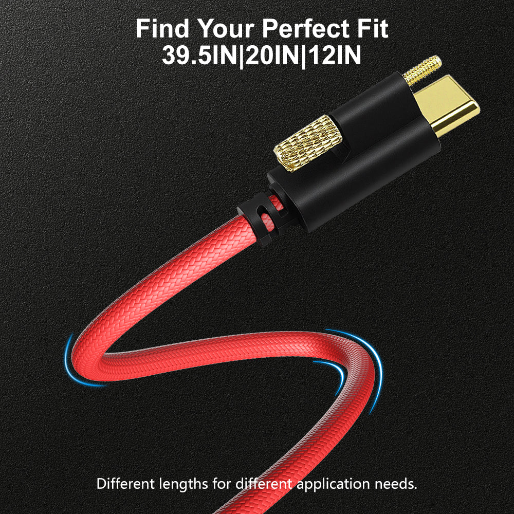 Alvin's Cables Ultra-Flexible Locking USB-C to USB-C Power Cable for Blackmagic Pyxis Monitor, URSA Cine EVF, USB-C 3.2 10Gbps Data Transfer Cable for Blackmagic Pyxis 6K or URSA Cine 12K, Red
