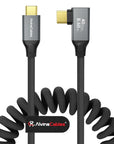 Coiled USB-C Cable, Braided USB-C to USB-C Cable, 40Gbps, 240W PD 3.1 Charging, 8K@60Hz Video, USB4.0 Type C for Thunderbolt 4/3, BMPCC, Canon R5/R6, Sony FX3/A7C, Mac, iPhone, USB-IF Certified