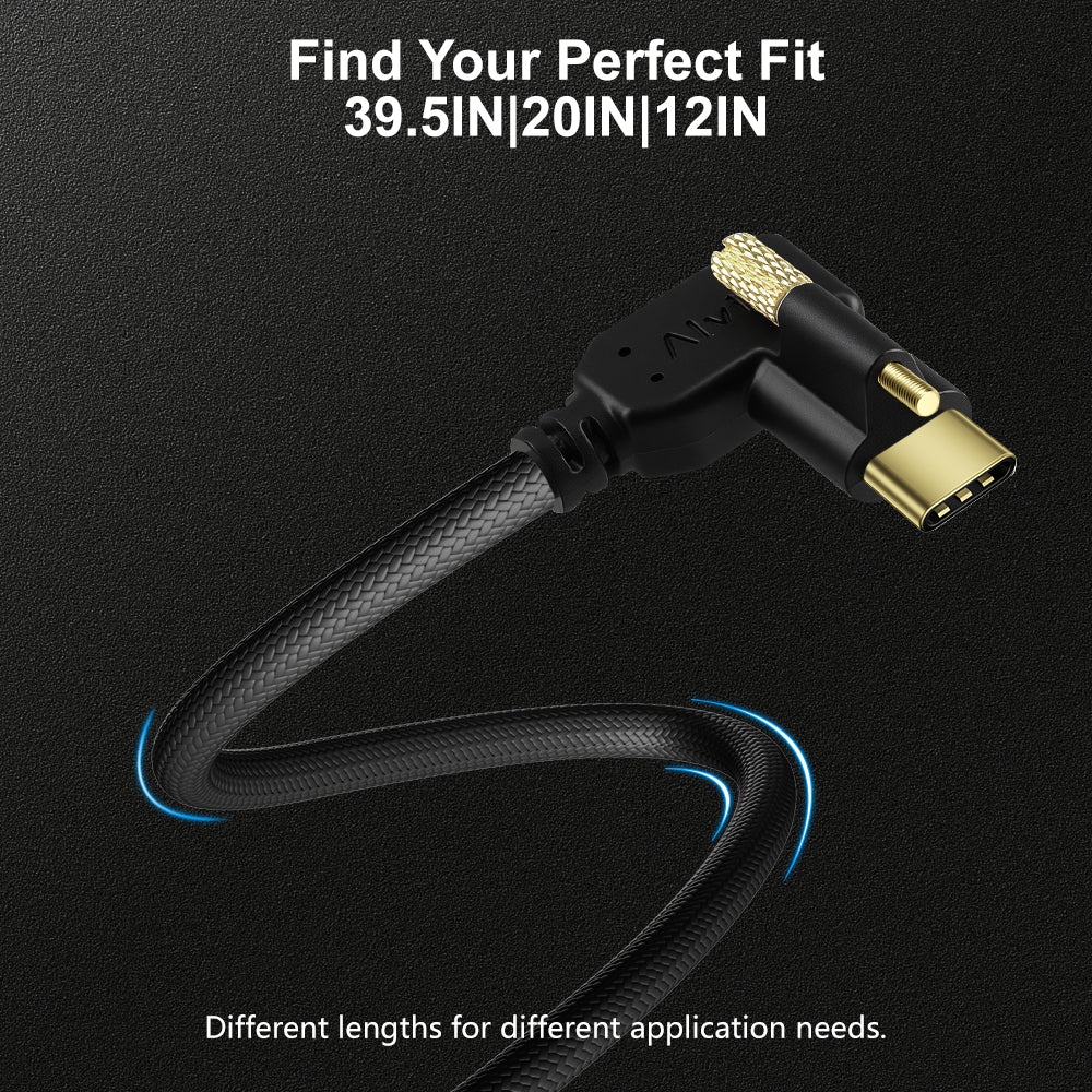 Alvin's Cables Ultra-Flexible Locking USB-C to USB-C Data-Transfer Cable for Blackmagic Pyxis Monitor, URSA Cine EVF, USB-C 3.2 10Gbps High-Speed Cable for Blackmagic Micro Studio Camera 4K G2, Black