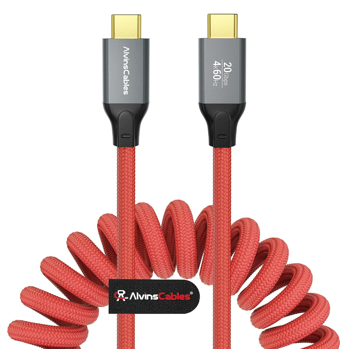 Alvin's Cables Coiled USB-C Cable, 20Gbps Data Transfer, 240W, 4K@60Hz