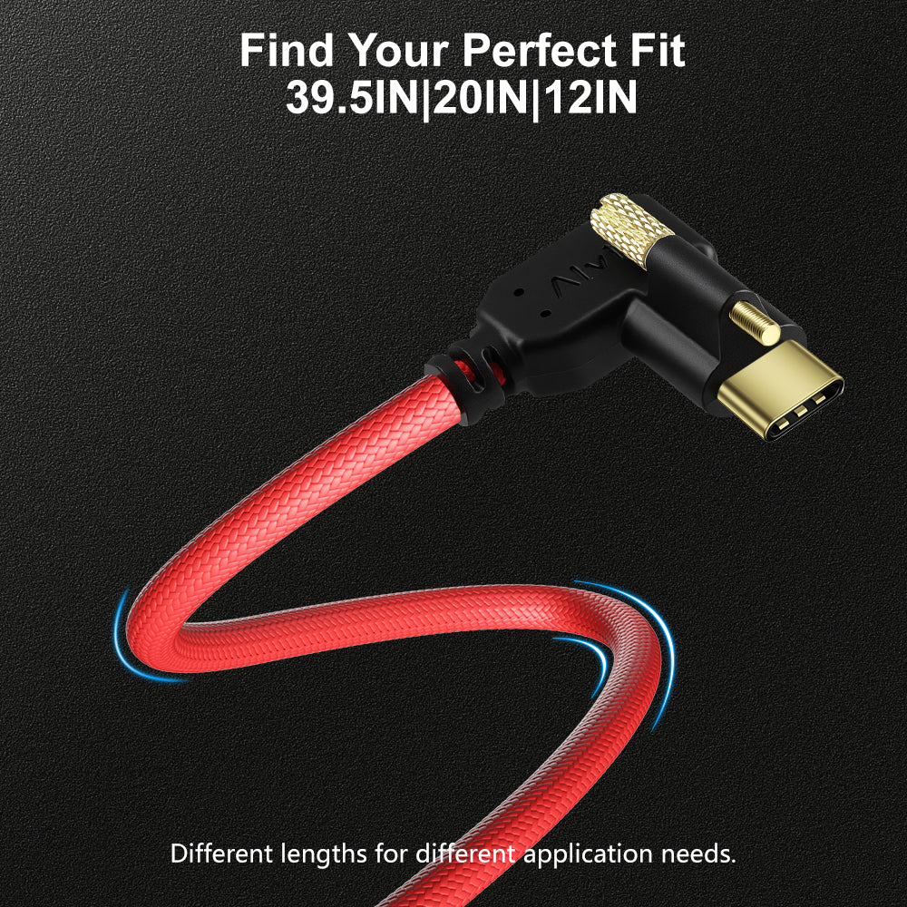 Alvin's Cables Ultra-Flexible Locking USB-C to USB-C Data-Transfer Cable for Blackmagic Pyxis Monitor, URSA Cine EVF, USB-C 3.2 10Gbps High-Speed Cable for Blackmagic Micro Studio Camera 4K G2, Red