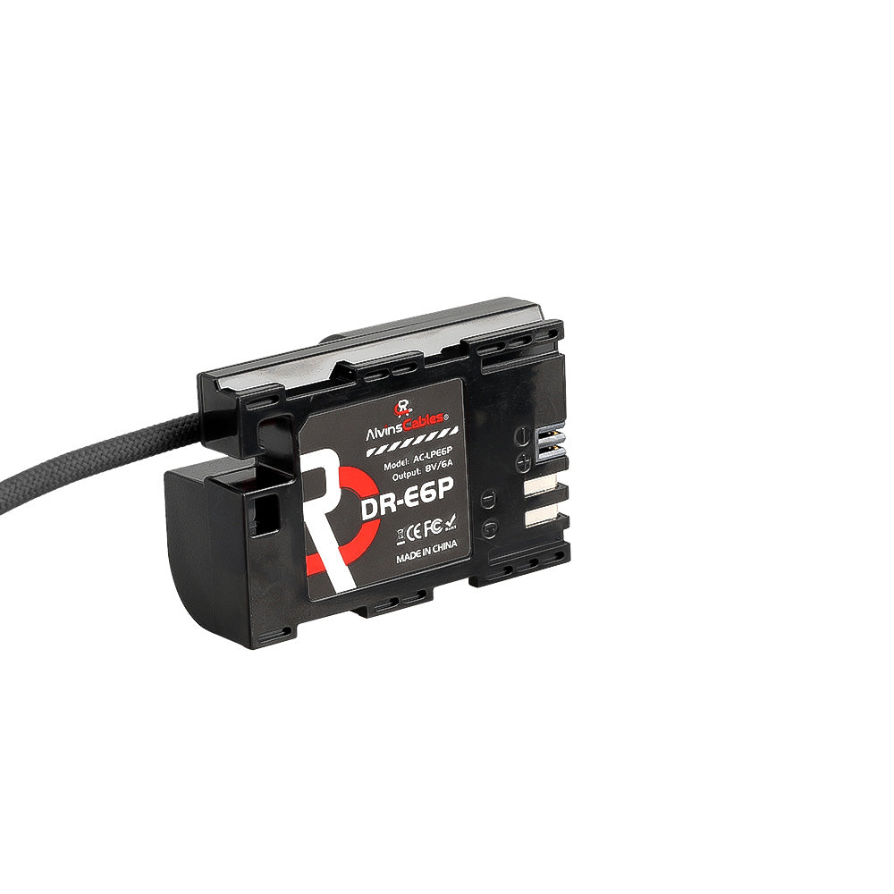 Alvin's Cables LP-E6P Dummy Battery to D-Tap Braided Coiled Power Cable