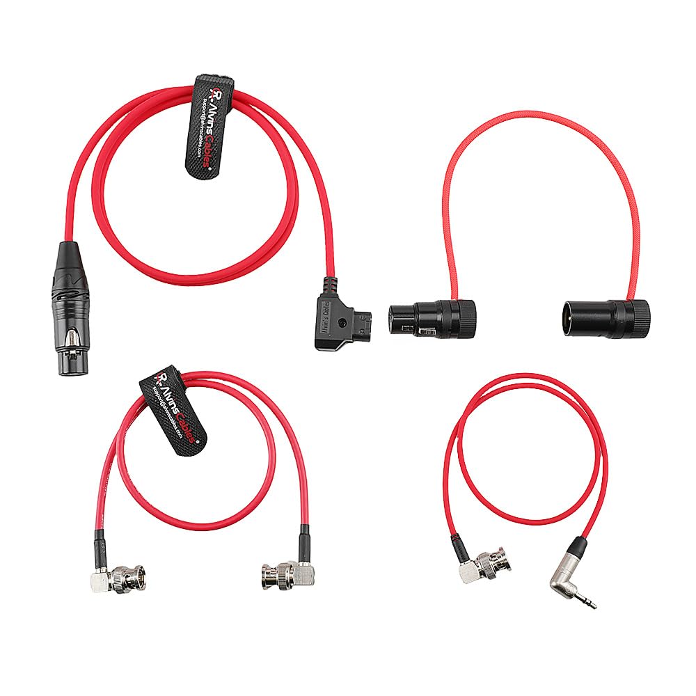 Alvin's Cables Camera Cable Set for Blackmagic URSA Mini, 12G SDI BNC Coaxial Cable| Rotatable XLR 3 Pin Male to Female| XLR 4 Pin Female to D-Tap Power Cable| 3.5mm to BNC Timecode Cable