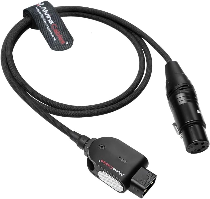 Alvin&#39;s Cables Alvins Smart D-Tap to XLR 4 Pin Female Braided Power Cable for Sony VeniceF55|SXS, for Blackmagic URSA Mini Pro, Tvlogic Monitor, Ultra Flexible, 1M|39.4inches