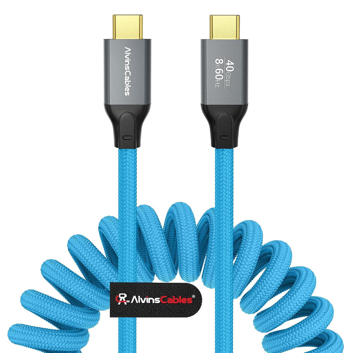 Coiled USB-C Cable, Braided USB-C to USB-C Cable, 40Gbps, 240W PD 3.1 Charging, 8K@60Hz Video, USB4.0 Type C for Thunderbolt 4/3, BMPCC, Canon R5/R6, Sony FX3/A7C, Mac, iPhone, USB-IF Certified