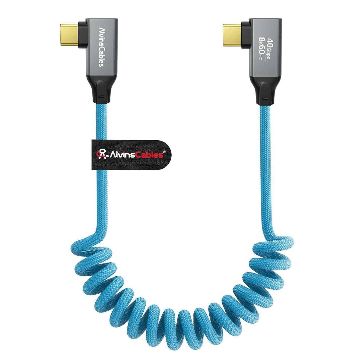Coiled USB-C Cable, Braided USB-C to USB-C Cable, 40Gbps, 240W PD 3.1 Charging, 8K@60Hz Video, USB4.0 Type C for Thunderbolt 4/3, BMPCC, Canon R5/R6, Sony FX3/A7C, Mac, iPhone, USB-IF Certified