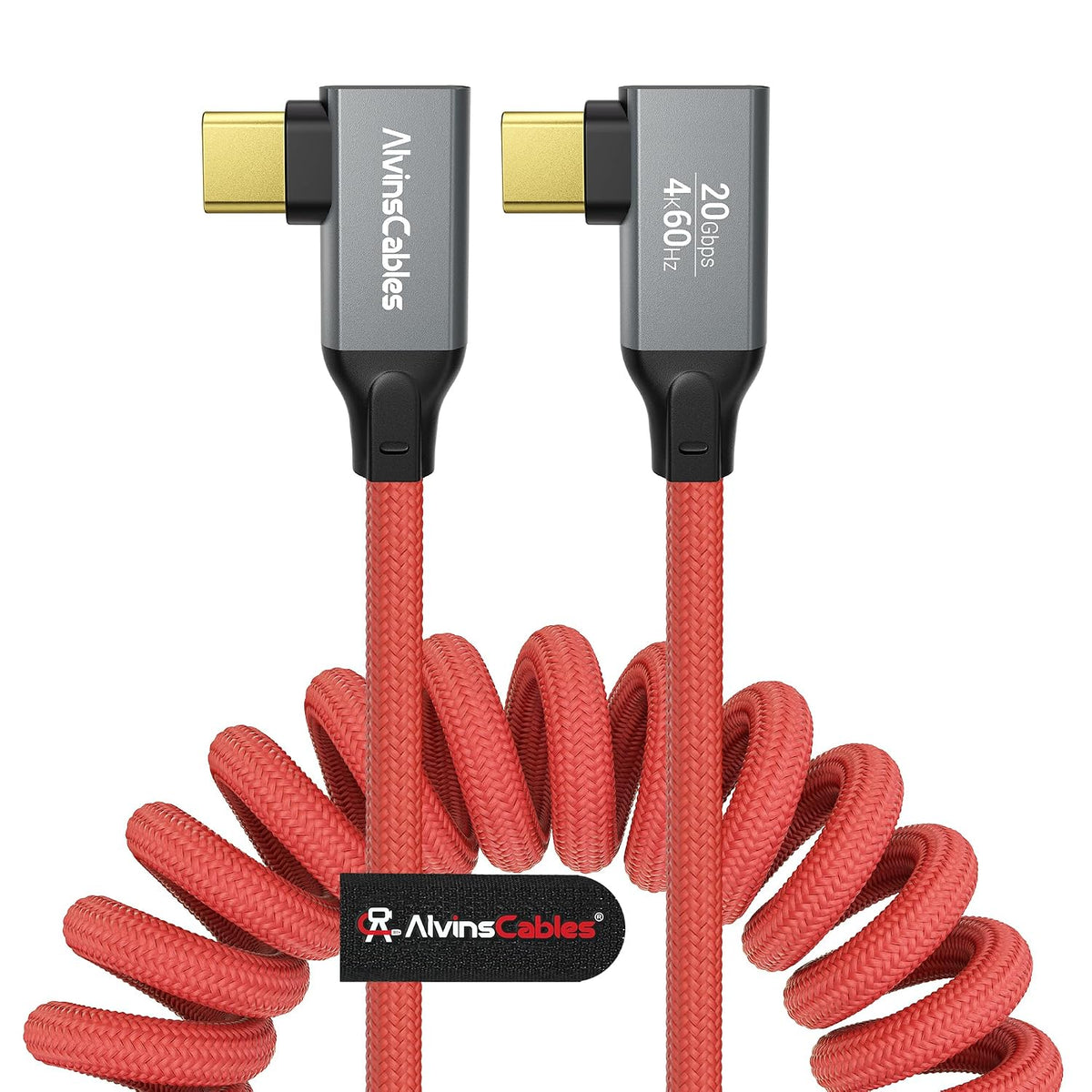 Alvin's Cables Coiled USB-C Cable, 20Gbps Data Transfer, 240W, 4K@60Hz