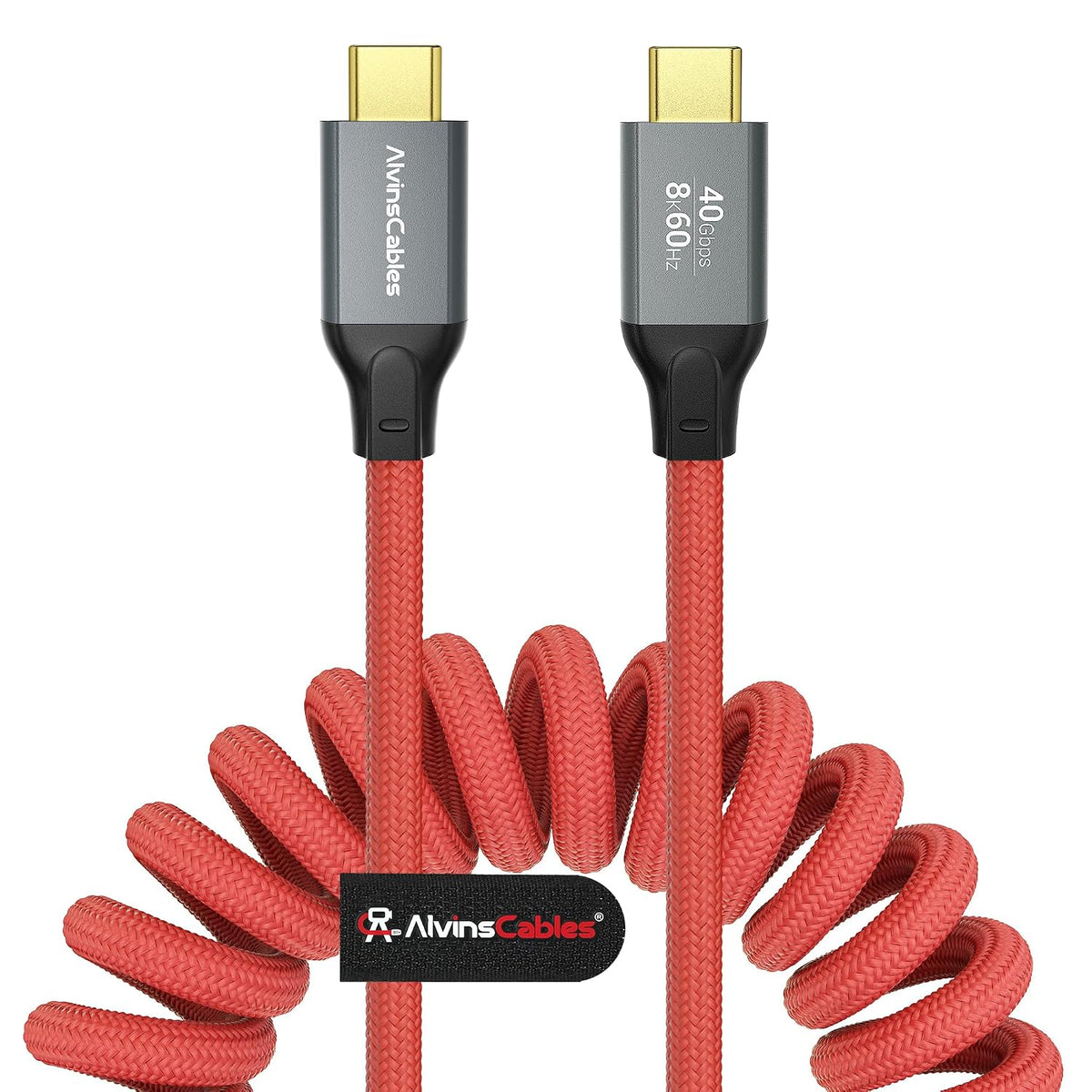 Coiled USB-C Cable, Braided USB-C to USB-C Cable, 40Gbps, 240W PD 3.1 Charging, 8K@60Hz Video, USB4.0 Type C for Thunderbolt 4/3, BMPCC, Canon R5/R6, Sony FX3/A7C, Mac, iPhone, USB-IF Certified