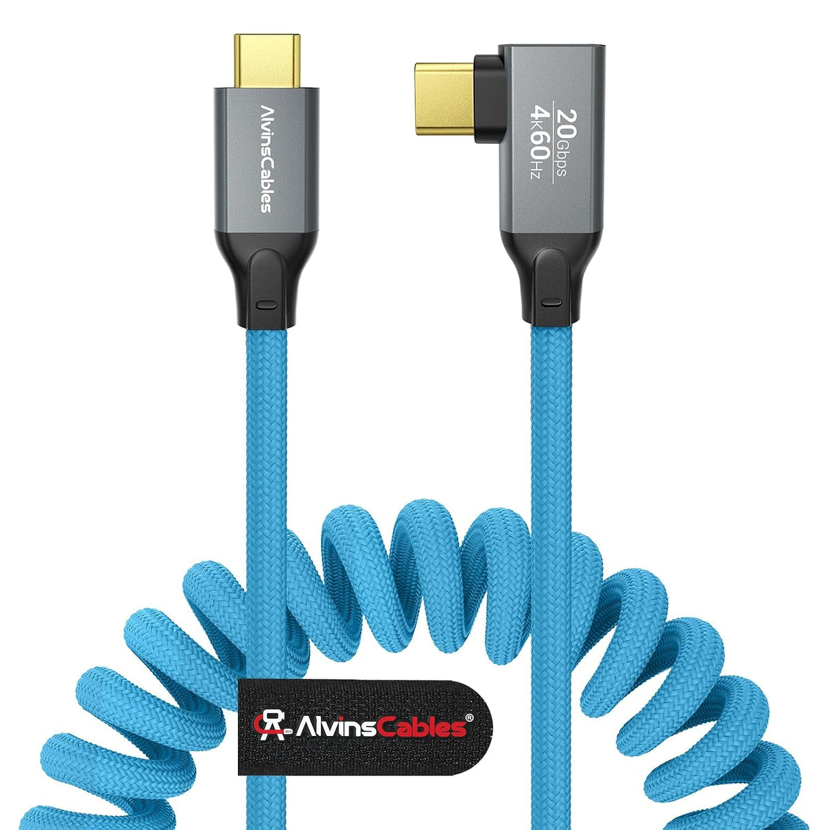 Alvin's Cables Coiled USB-C Cable, 20Gbps Data Transfer, 240W, 4K@60Hz