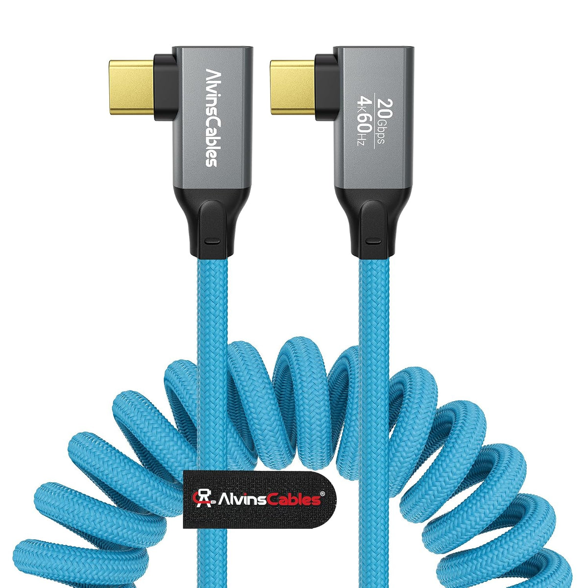 Alvin's Cables Coiled USB-C Cable, 20Gbps Data Transfer, 240W, 4K@60Hz