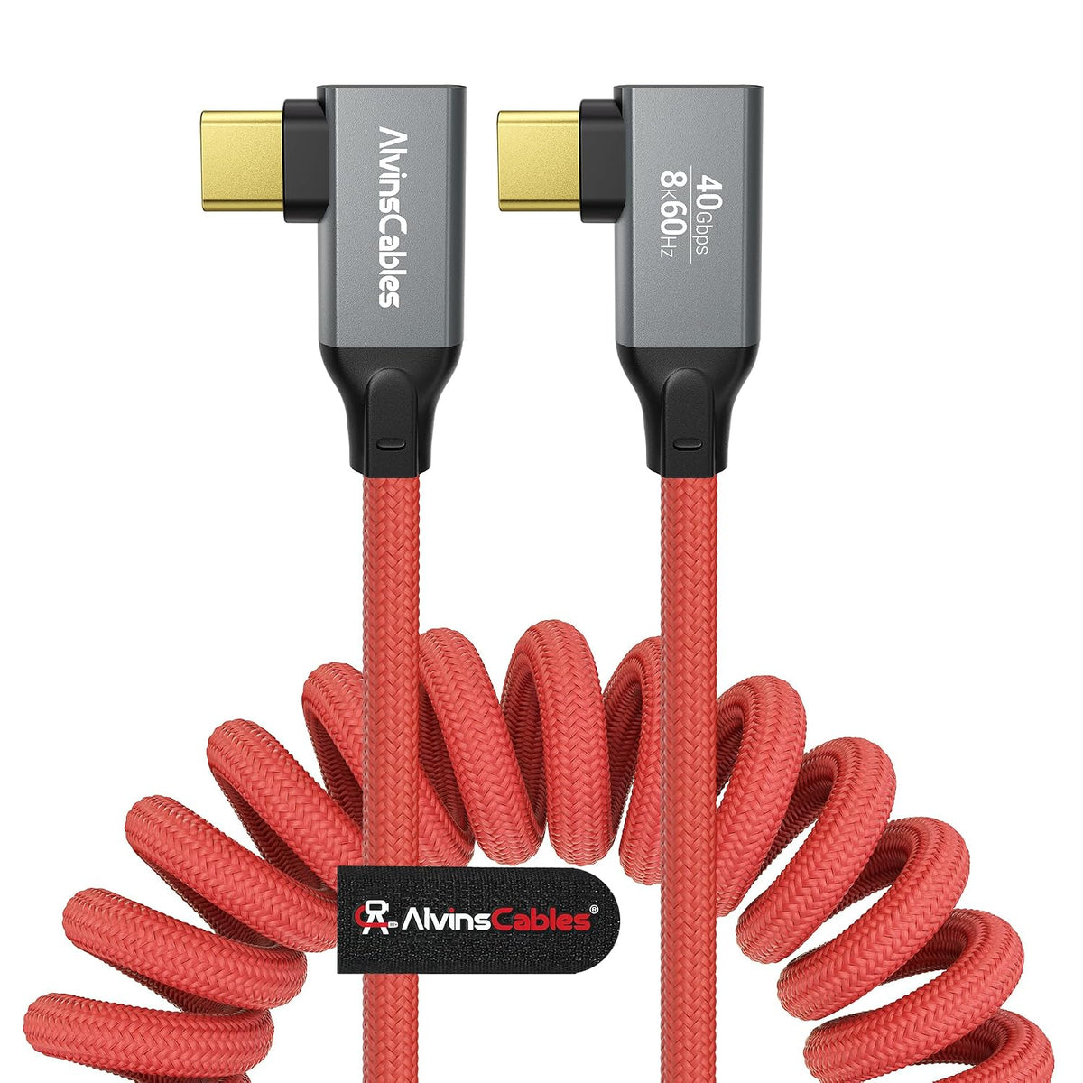 Coiled USB-C Cable, Braided USB-C to USB-C Cable, 40Gbps, 240W PD 3.1 Charging, 8K@60Hz Video, USB4.0 Type C for Thunderbolt 4/3, BMPCC, Canon R5/R6, Sony FX3/A7C, Mac, iPhone, USB-IF Certified