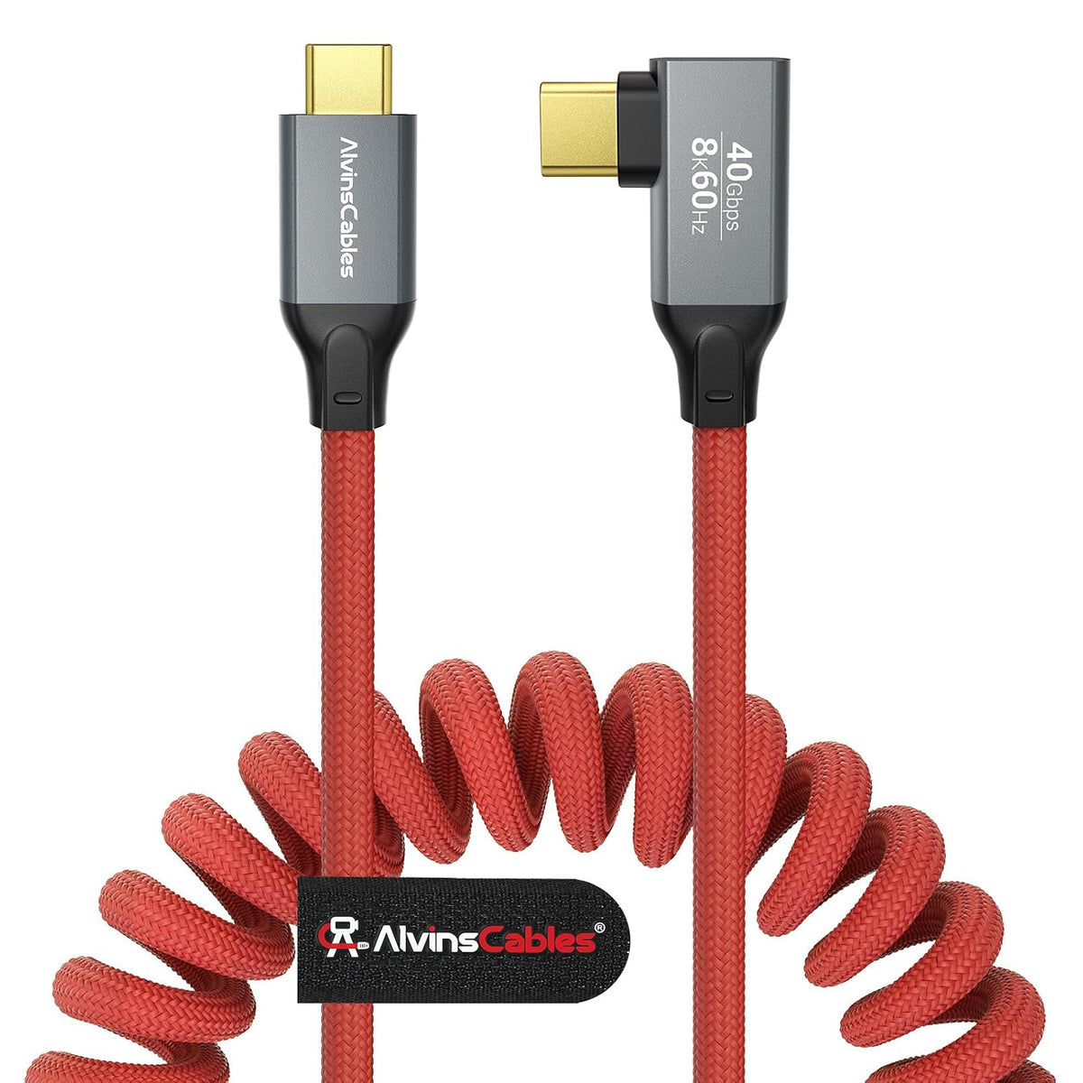 Coiled USB-C Cable, Braided USB-C to USB-C Cable, 40Gbps, 240W PD 3.1 Charging, 8K@60Hz Video, USB4.0 Type C for Thunderbolt 4/3, BMPCC, Canon R5/R6, Sony FX3/A7C, Mac, iPhone, USB-IF Certified